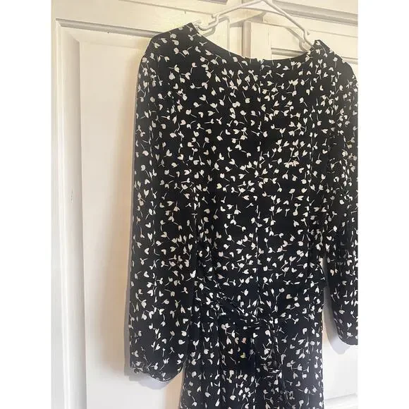 Talbots Size 16 Dress Belted Black Long Sleeve Office Church Party Stretch - Picture 7 of 12